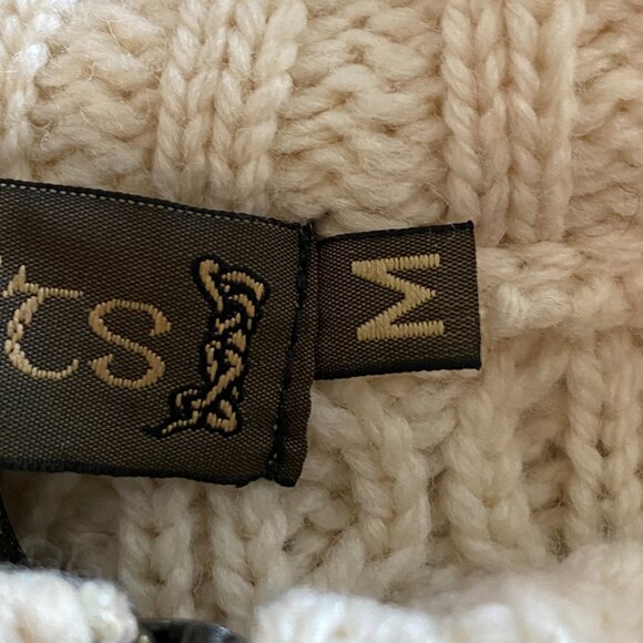 Inis Crafts Ireland 100% Wool Cable Knit Fisherman Zip Cardigan Sz M Coastal Sea - Picture 10 of 11